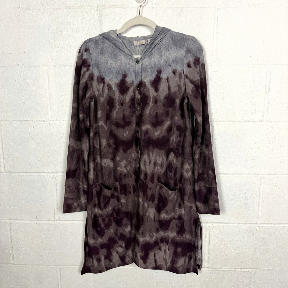 Logo By Lori Goldstein Sweaterknit Tie-Dye Hoodie XS Purple Artsy Maximalist